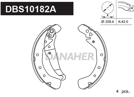 DANAHER fékpofakészlet - DBS10182A - TothCarparts
