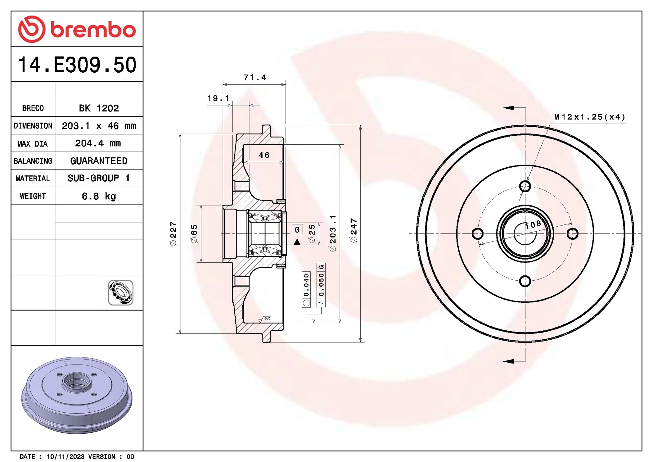 BRECO fékdob - BK 1202 - TothCarparts