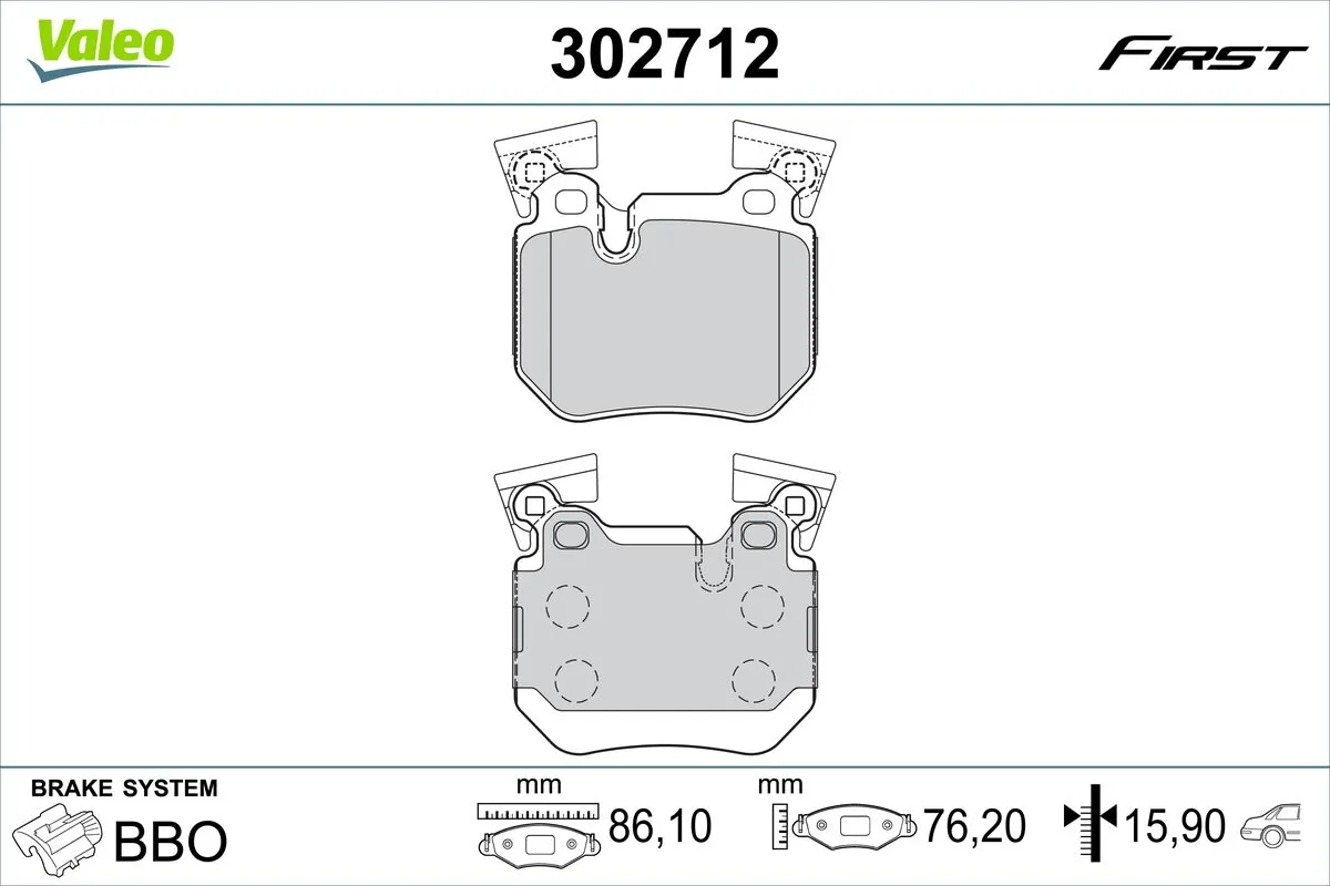 VALEO fékbetétkészlet, tárcsafék - 302712 - TothCarparts