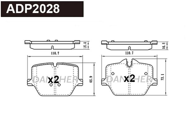 DANAHER fékbetétkészlet, tárcsafék - ADP2028 - TothCarparts