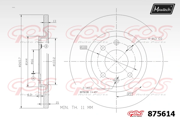 MAXTECH féktárcsa - 875614 - TothCarparts