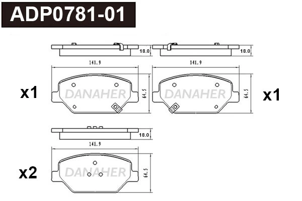 DANAHER fékbetétkészlet, tárcsafék - ADP0781-01 - TothCarparts