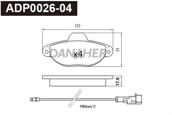 DANAHER fékbetétkészlet, tárcsafék - ADP0026-04 - TothCarparts