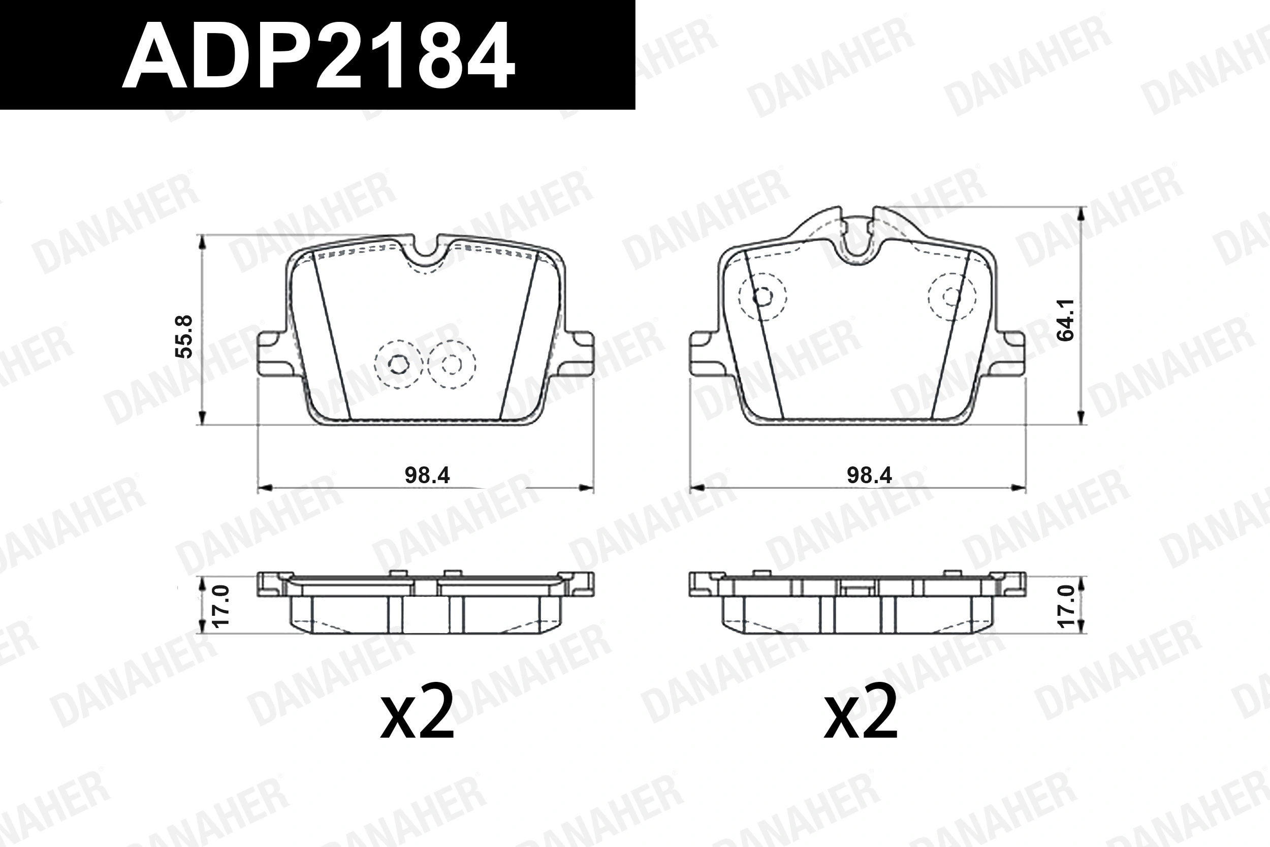DANAHER fékbetétkészlet, tárcsafék - ADP2184 - TothCarparts