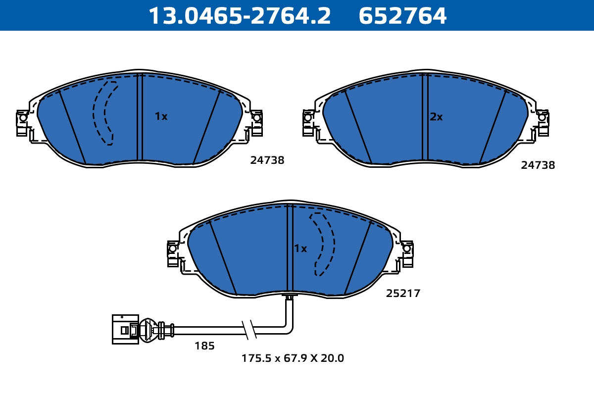 ATE-APAC fékbetétkészlet, tárcsafék - 13.0465-2764.2 - TothCarparts