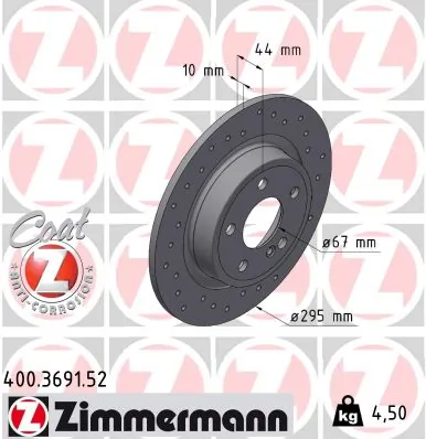 ZIMMERMANN féktárcsa - 400.3691.52 - TothCarparts