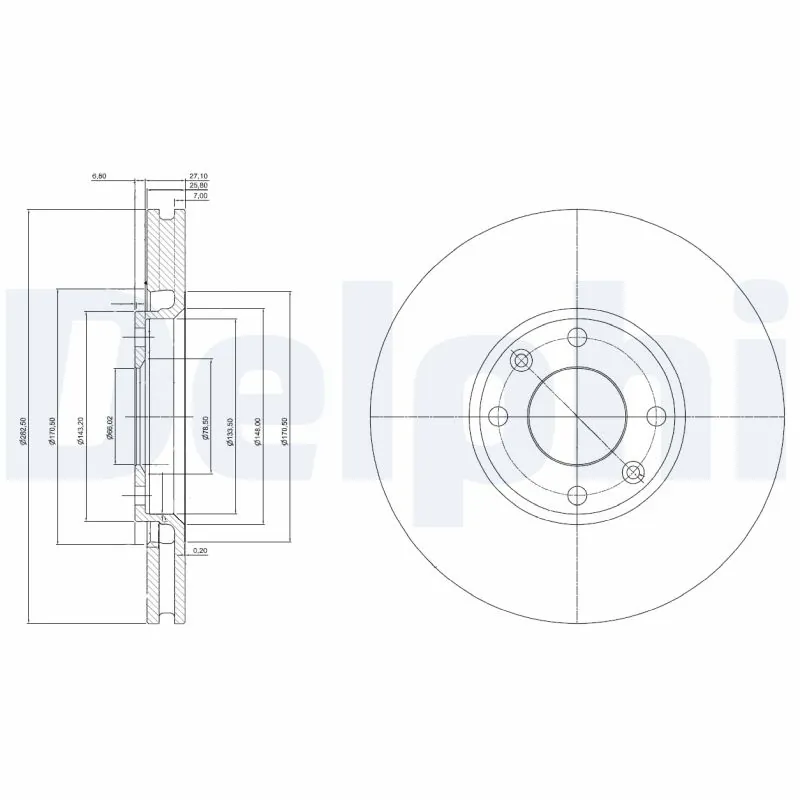 DELPHI féktárcsa - BG3622C-18B1 - TothCarparts