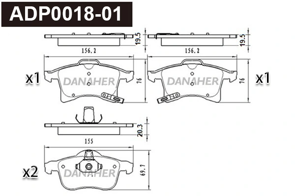 DANAHER fékbetétkészlet, tárcsafék - ADP0018-01 - TothCarparts