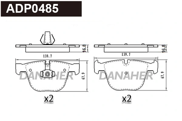 DANAHER fékbetétkészlet, tárcsafék - ADP0485 - TothCarparts