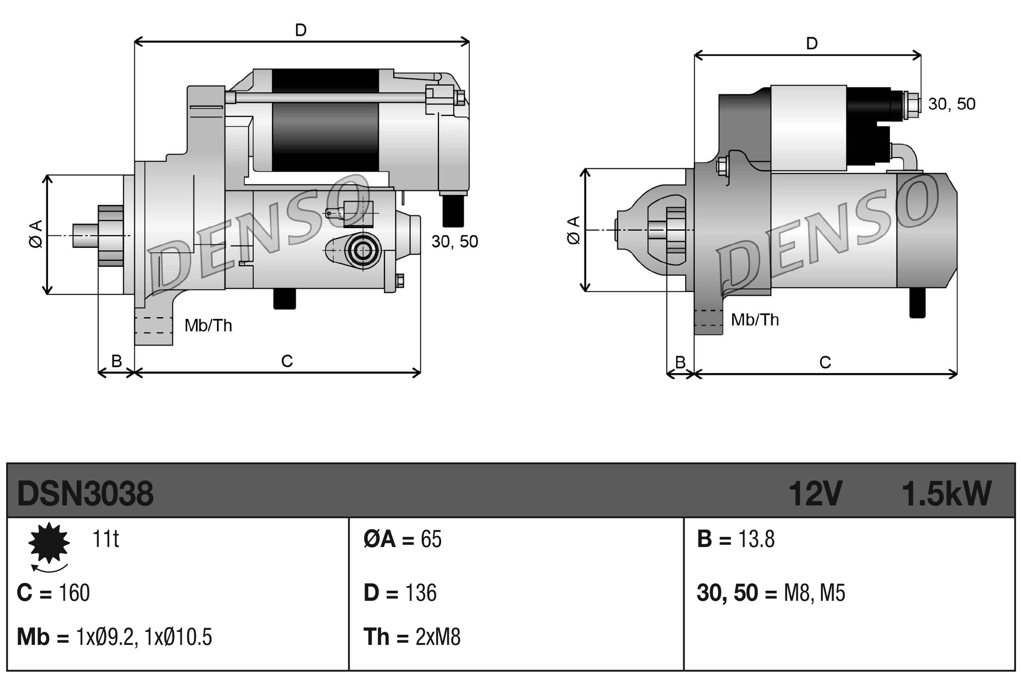 DENSO önindító - DSN3038 - TothCarparts
