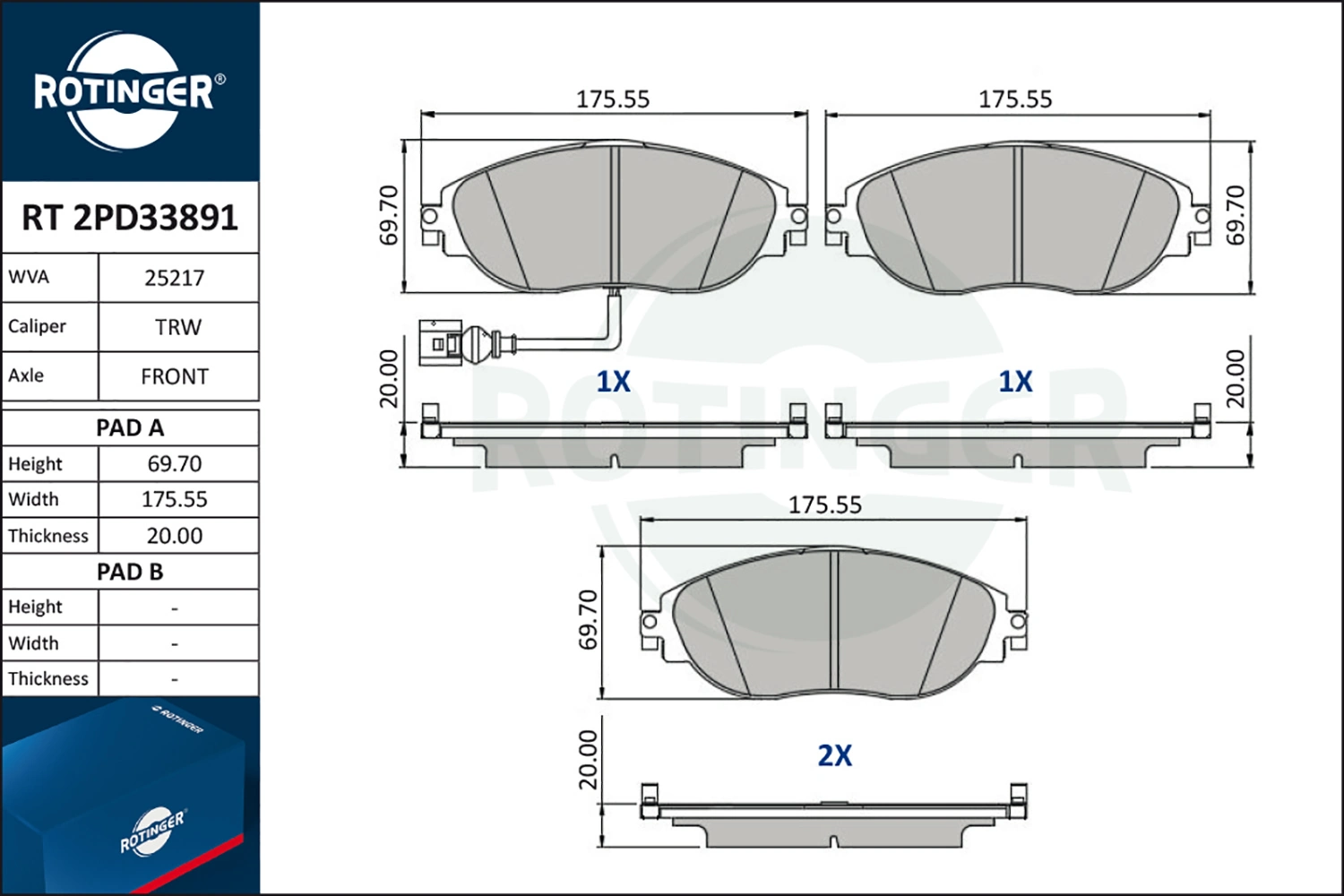 ROTINGER fékbetétkészlet, tárcsafék - RT 2PD33891 - TothCarparts