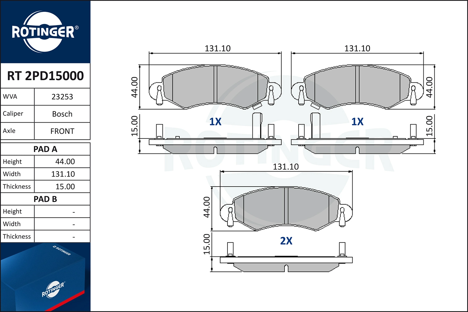 ROTINGER fékbetétkészlet, tárcsafék - RT 2PD15000 - TothCarparts