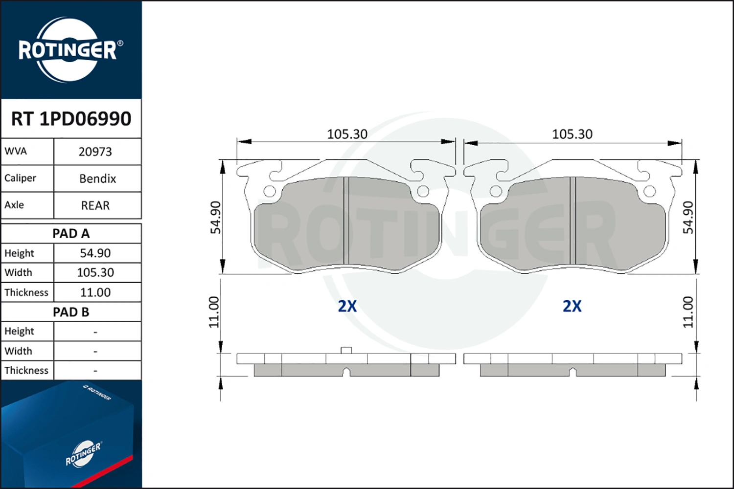 ROTINGER fékbetétkészlet, tárcsafék - RT 1PD06990 - TothCarparts