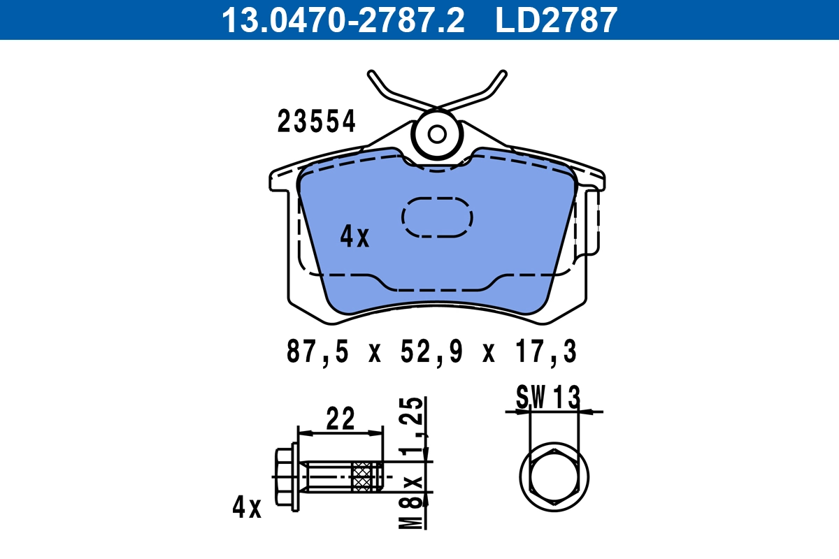 ATE fékbetétkészlet, tárcsafék - 13.0470-2787.2 - TothCarparts