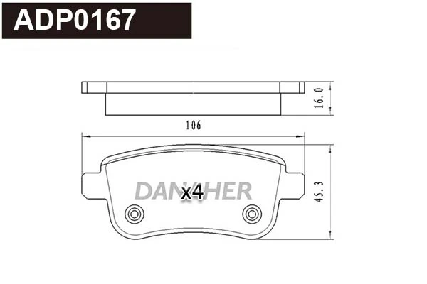 DANAHER fékbetétkészlet, tárcsafék - ADP0167 - TothCarparts