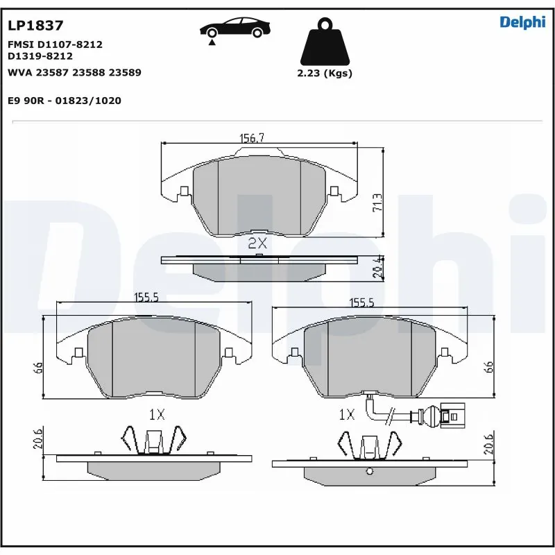 DELPHI fékbetétkészlet, tárcsafék - LP1837-17B1 - TothCarparts
