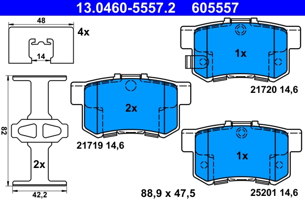 ATE fékbetétkészlet, tárcsafék - 13.0460-5557.2 - TothCarparts