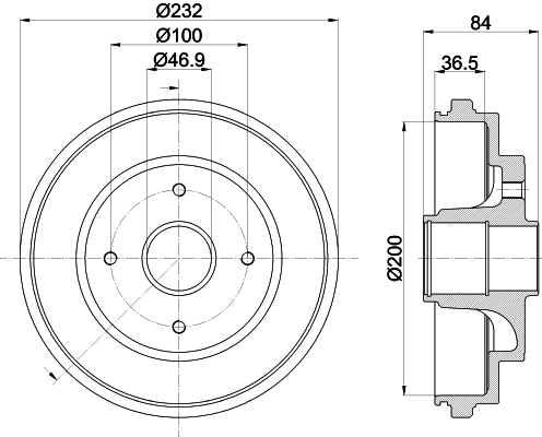 HELLA fékdob - 8DT 355 303-501 - TothCarparts
