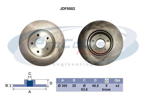 PROCODIS FRANCE féktárcsa - JDF5002 - TothCarparts