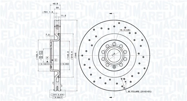 MAGNETI MARELLI féktárcsa - 360406149002 - TothCarparts