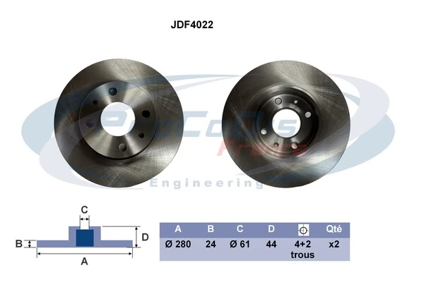 PROCODIS FRANCE féktárcsa - JDF4022 - TothCarparts