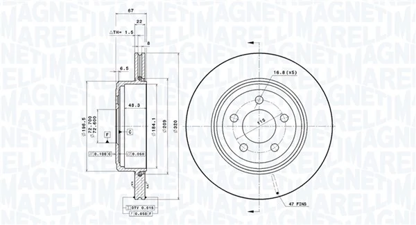MAGNETI MARELLI féktárcsa - 360406189801 - TothCarparts