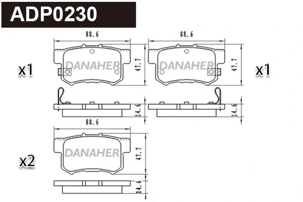DANAHER fékbetétkészlet, tárcsafék - ADP0230 - TothCarparts