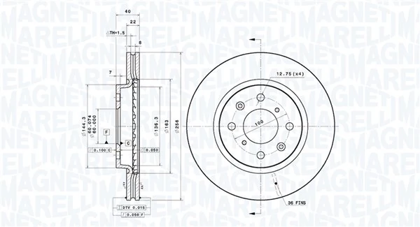 MAGNETI MARELLI féktárcsa - 360406185701 - TothCarparts