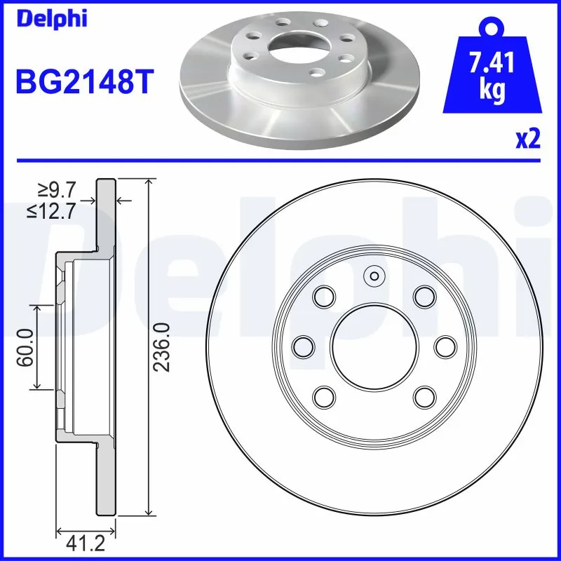 DELPHI féktárcsa - BG2148T - TothCarparts