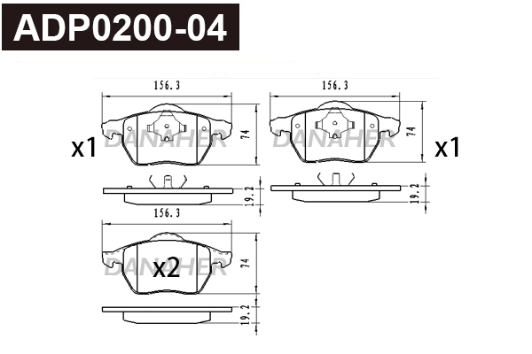 DANAHER fékbetétkészlet, tárcsafék - ADP0200-04 - TothCarparts