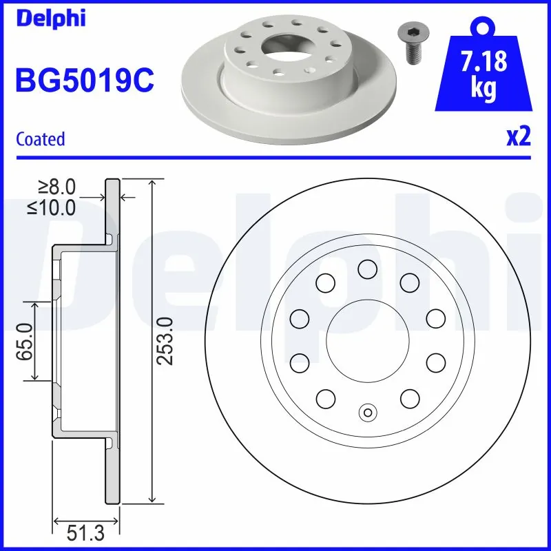DELPHI féktárcsa - BG5019C-18B1 - TothCarparts