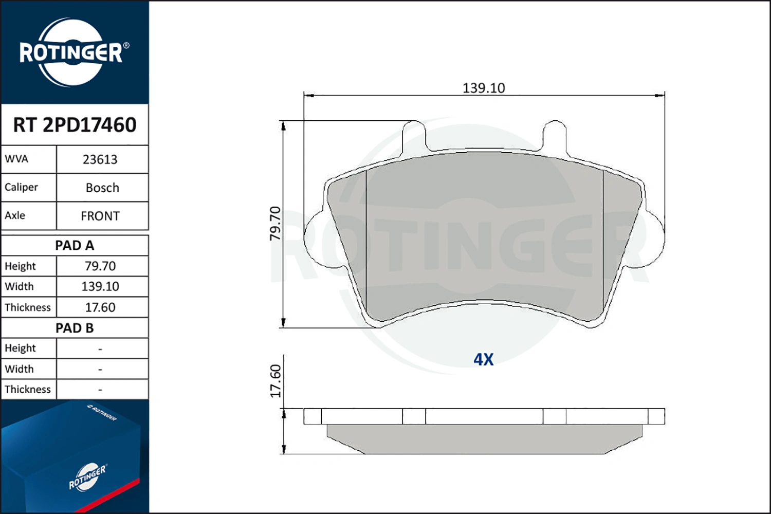 ROTINGER fékbetétkészlet, tárcsafék - RT 2PD17460 - TothCarparts