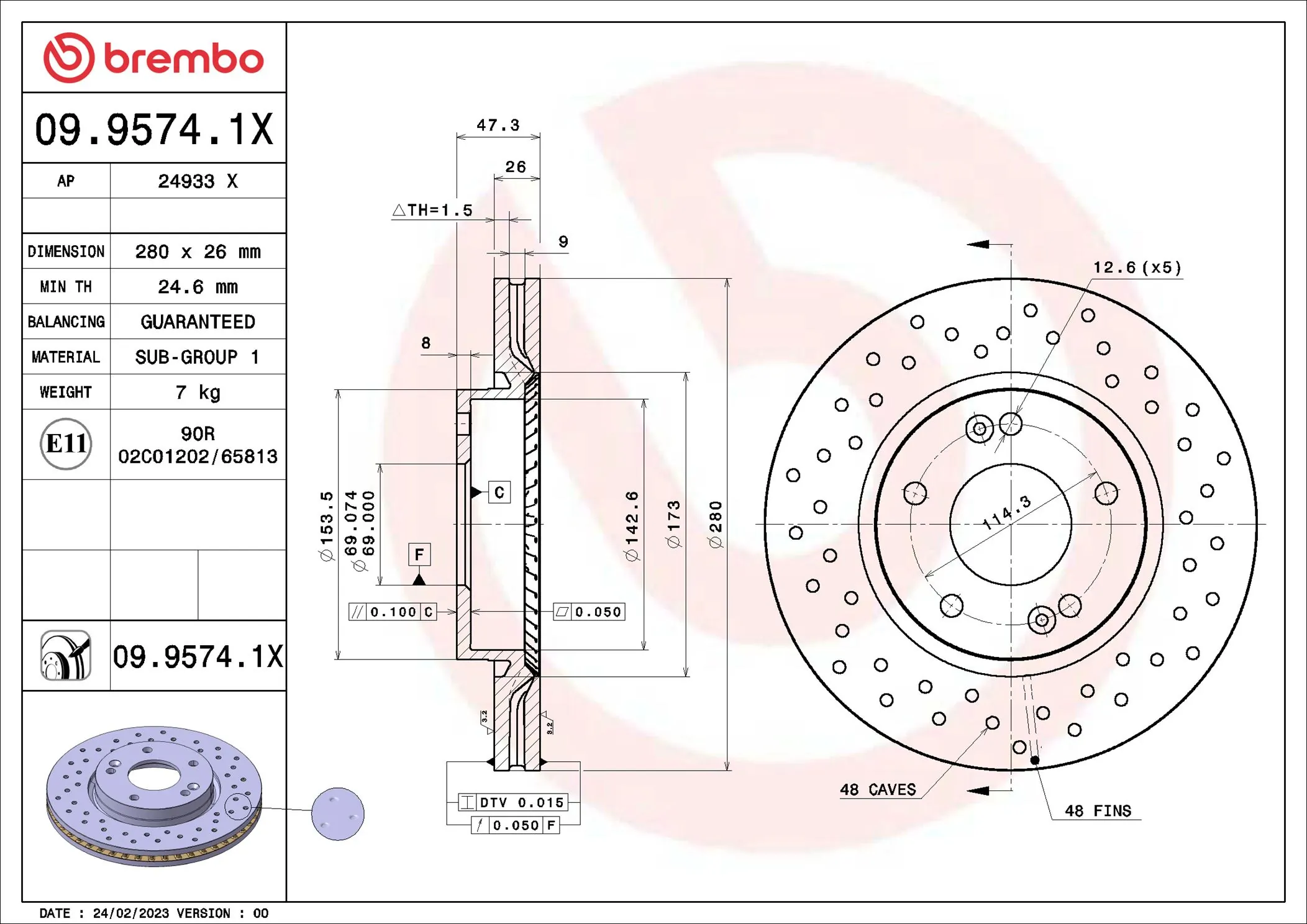 BREMBO féktárcsa - 09.9574.1X - TothCarparts