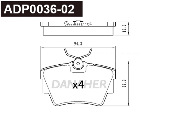 DANAHER fékbetétkészlet, tárcsafék - ADP0036-02 - TothCarparts