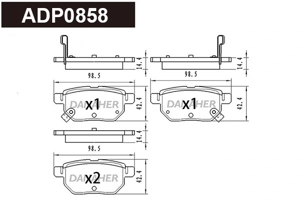DANAHER fékbetétkészlet, tárcsafék - ADP0858 - TothCarparts