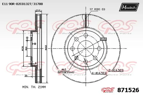 MAXTECH féktárcsa - 871526 - TothCarparts