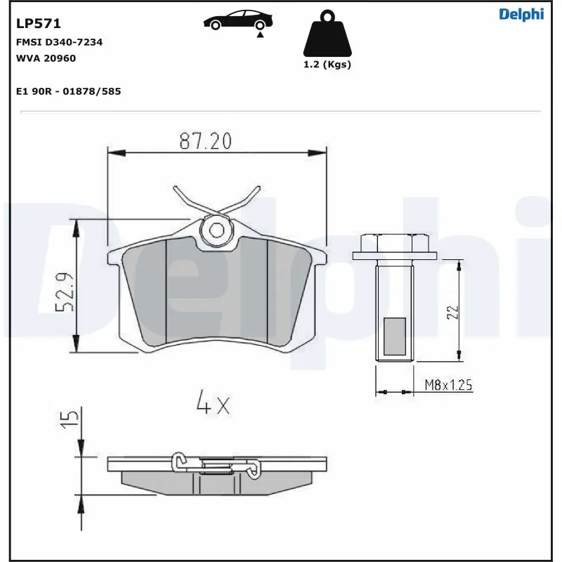 DELPHI fékbetétkészlet, tárcsafék - LP571-17B1 - TothCarparts