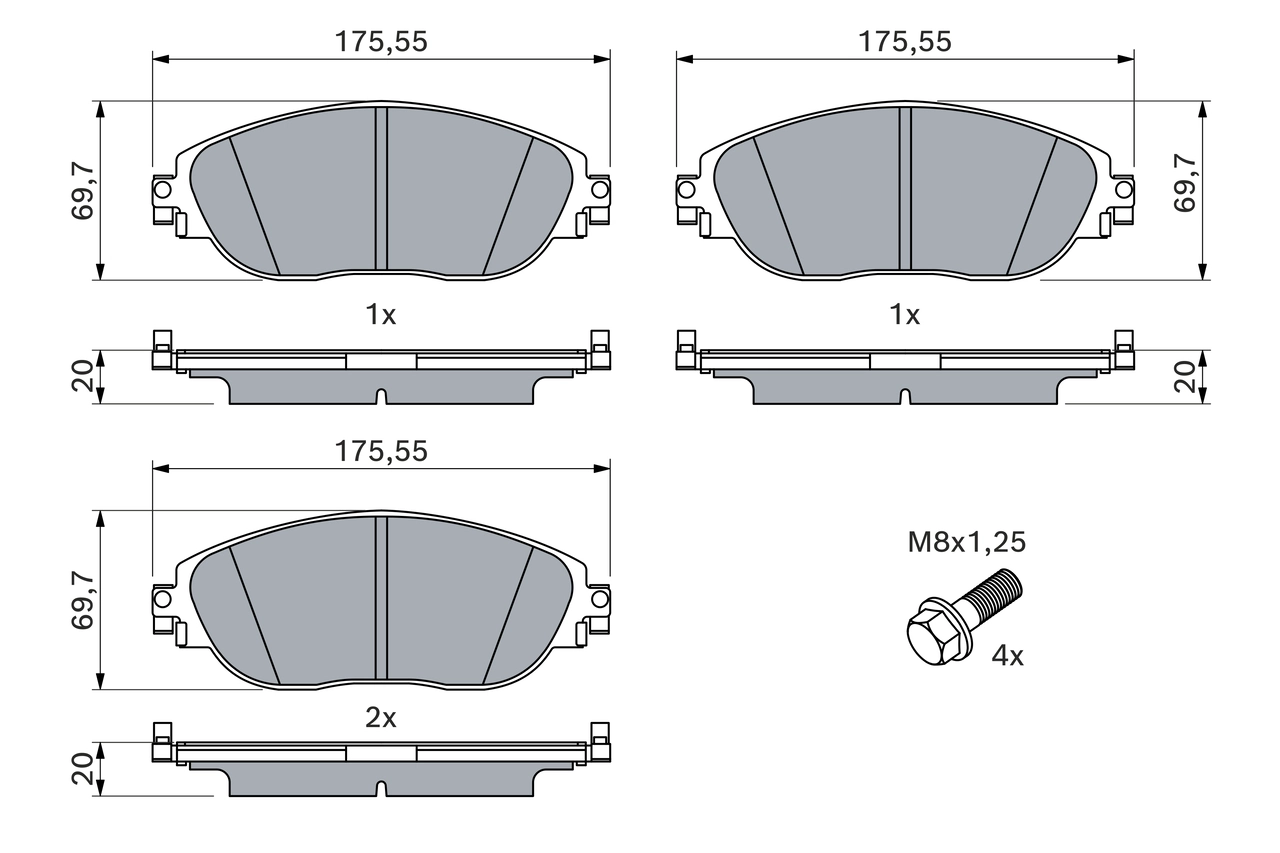 BOSCH fékbetétkészlet, tárcsafék - 0 986 424 628 - TothCarparts