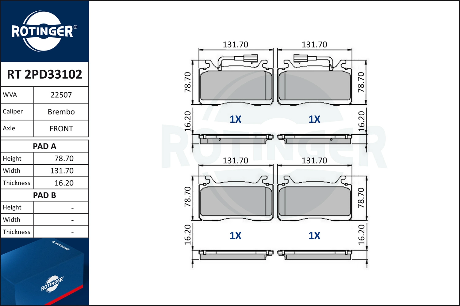 ROTINGER fékbetétkészlet, tárcsafék - RT 2PD33102 - TothCarparts
