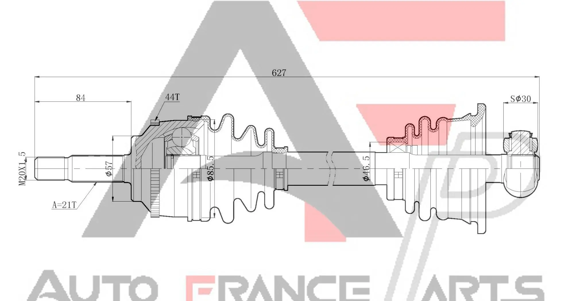 AUTO FRANCE PARTS hajtótengely - 16-0025C - TothCarparts