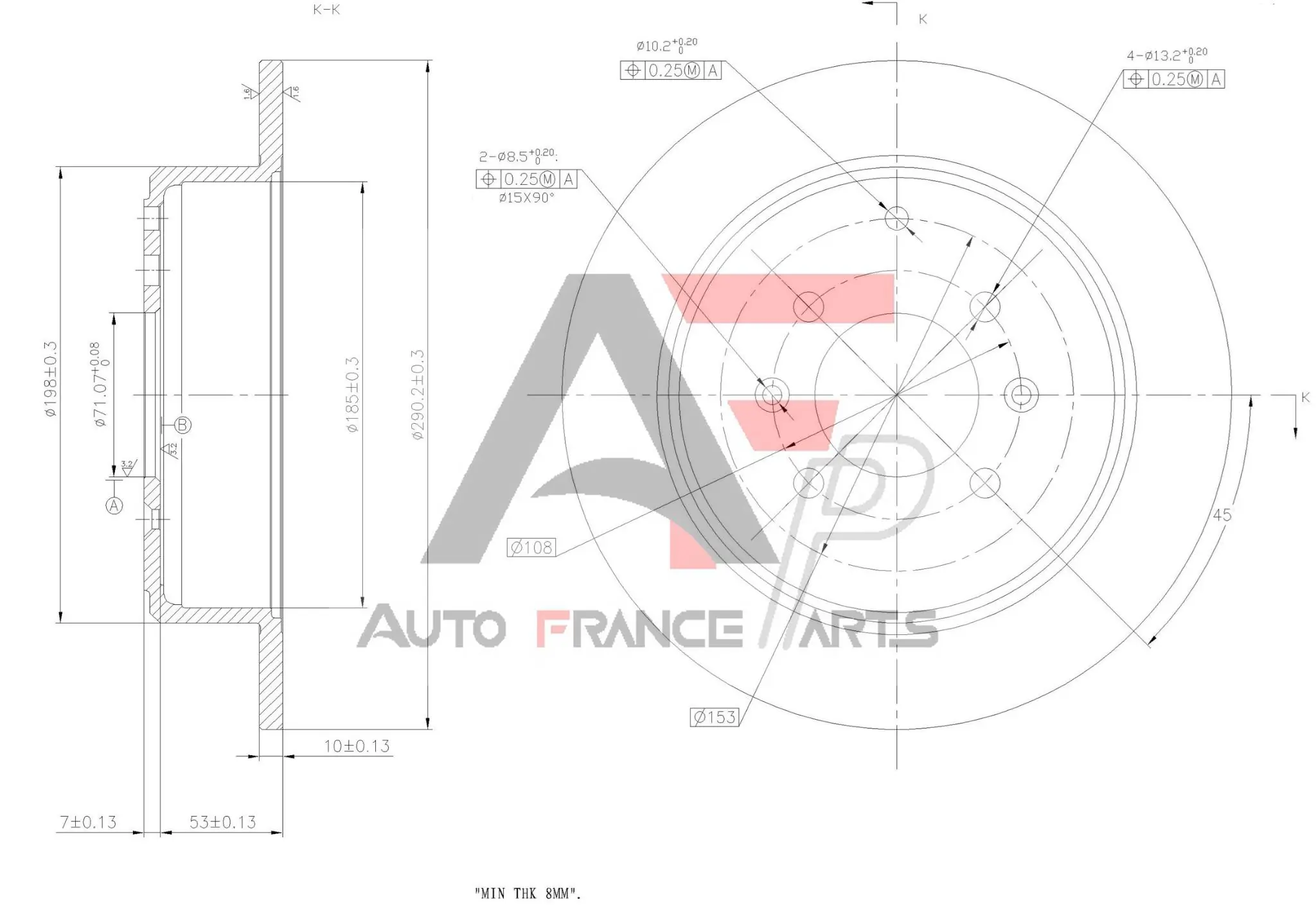 AUTO FRANCE PARTS féktárcsa - 22-0015C - TothCarparts