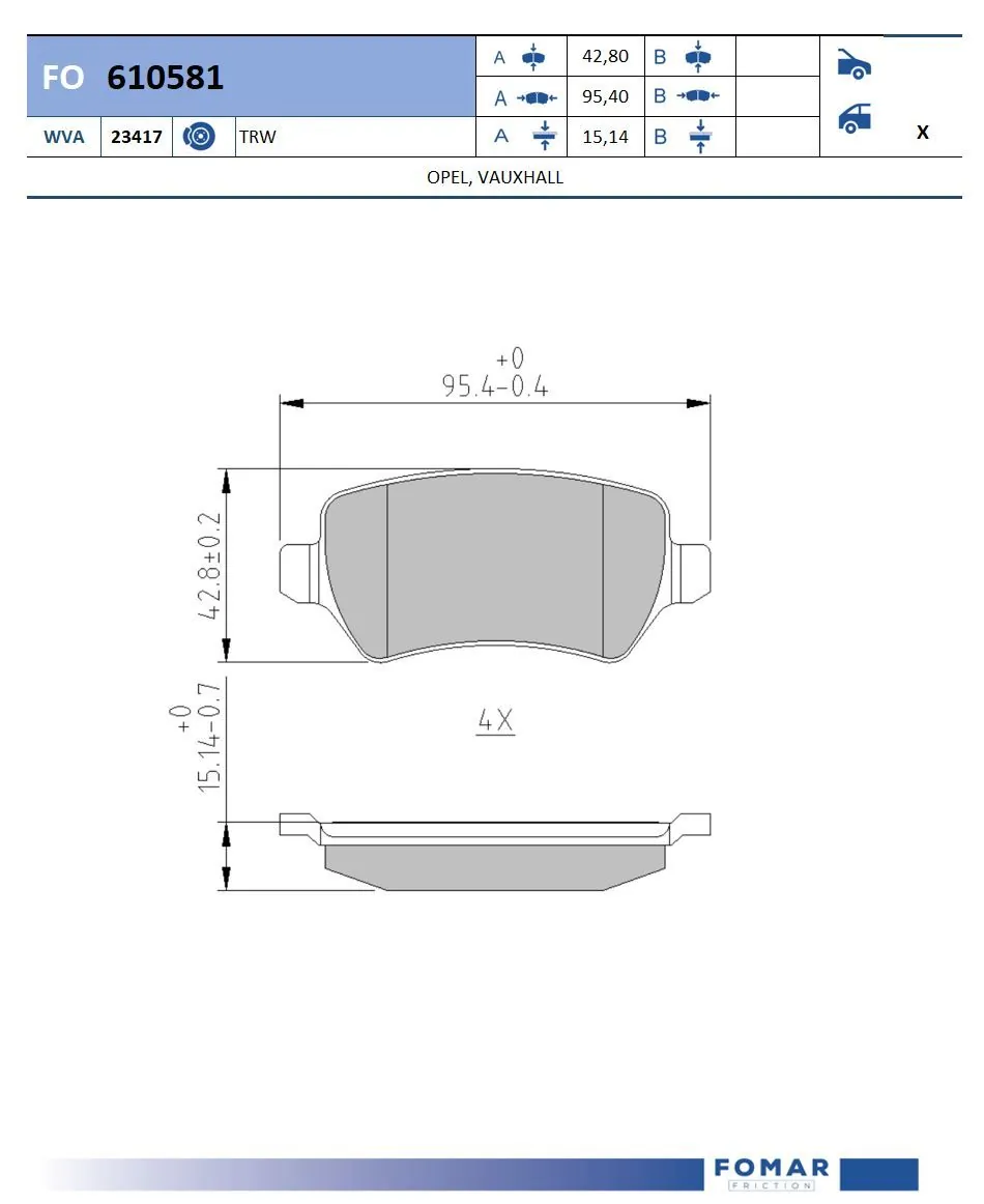 FOMAR Friction fékbetétkészlet, tárcsafék - FO 610581 - TothCarparts