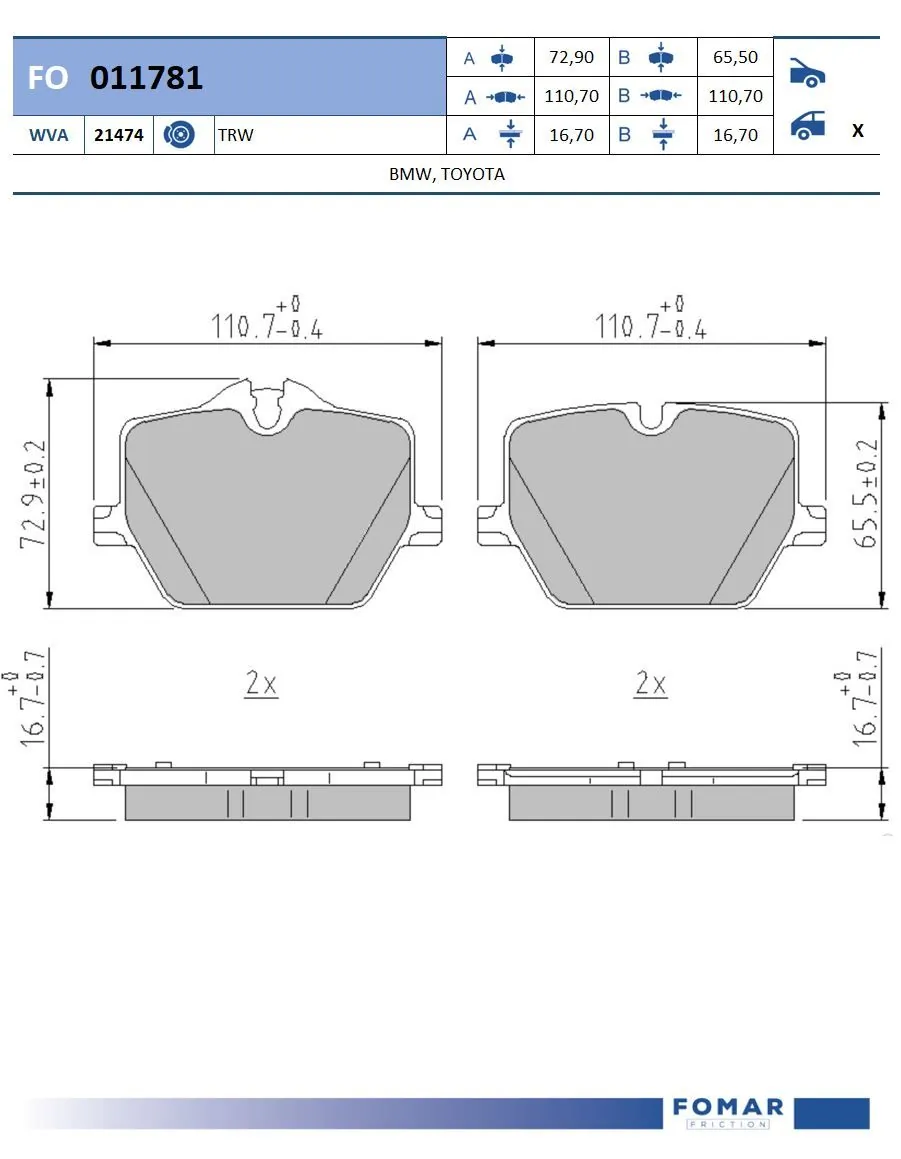 FOMAR Friction fékbetétkészlet, tárcsafék - FO 011781 - TothCarparts