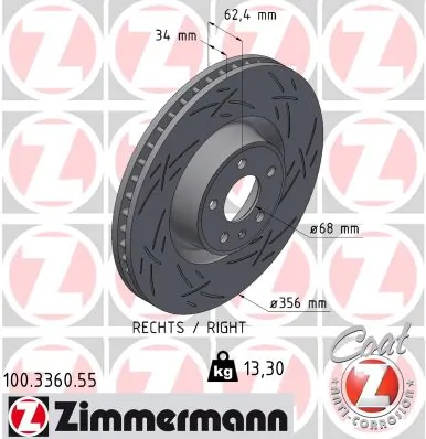 ZIMMERMANN féktárcsa - 100.3360.55 - TothCarparts
