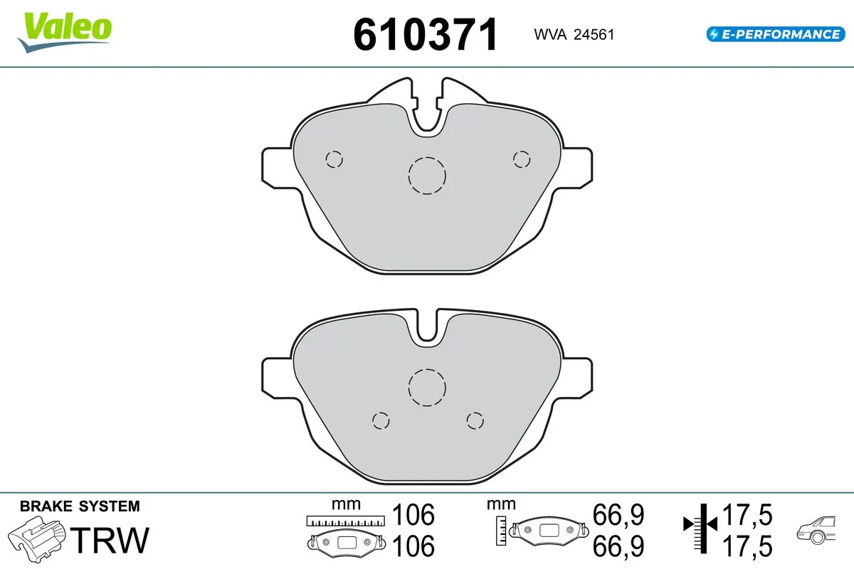 VALEO fékbetétkészlet, tárcsafék - 610371 - TothCarparts
