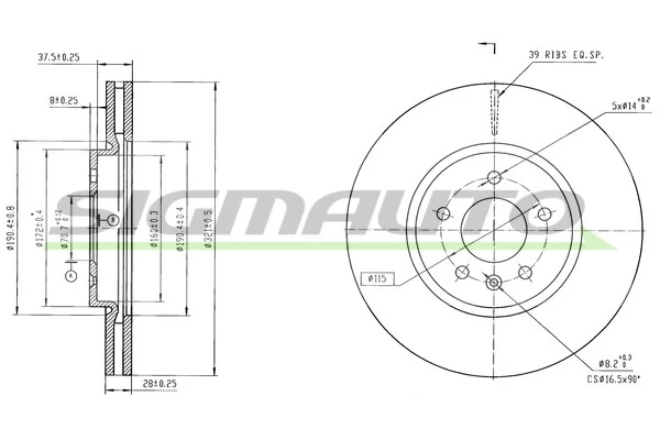 SIGMAUTO féktárcsa - DBD052V - TothCarparts