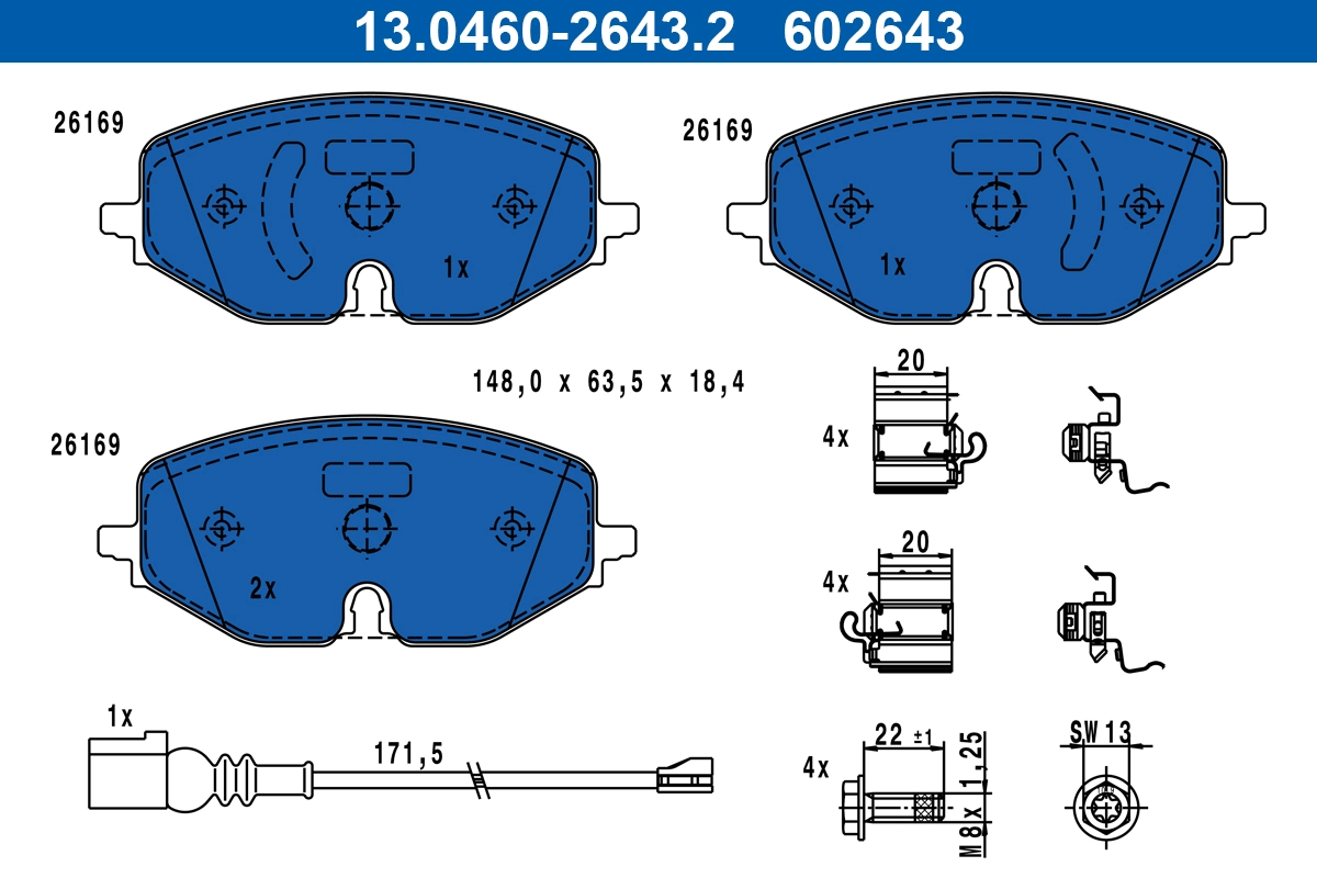ATE fékbetétkészlet, tárcsafék - 13.0460-2643.2 - TothCarparts