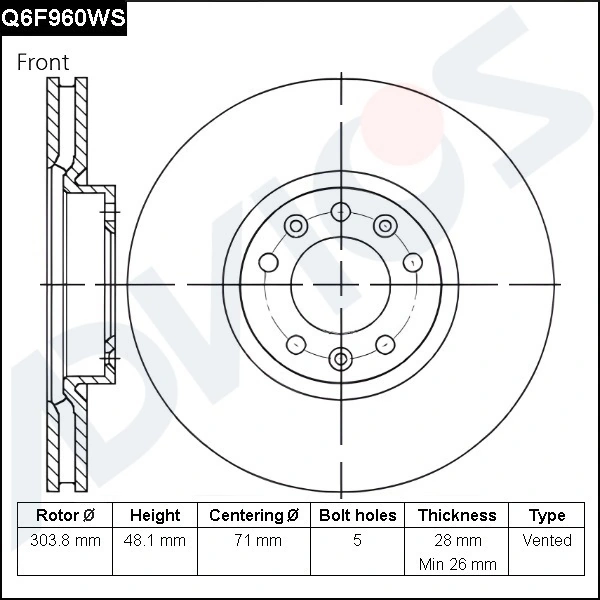 ADVICS féktárcsa - Q6F960WS - TothCarparts