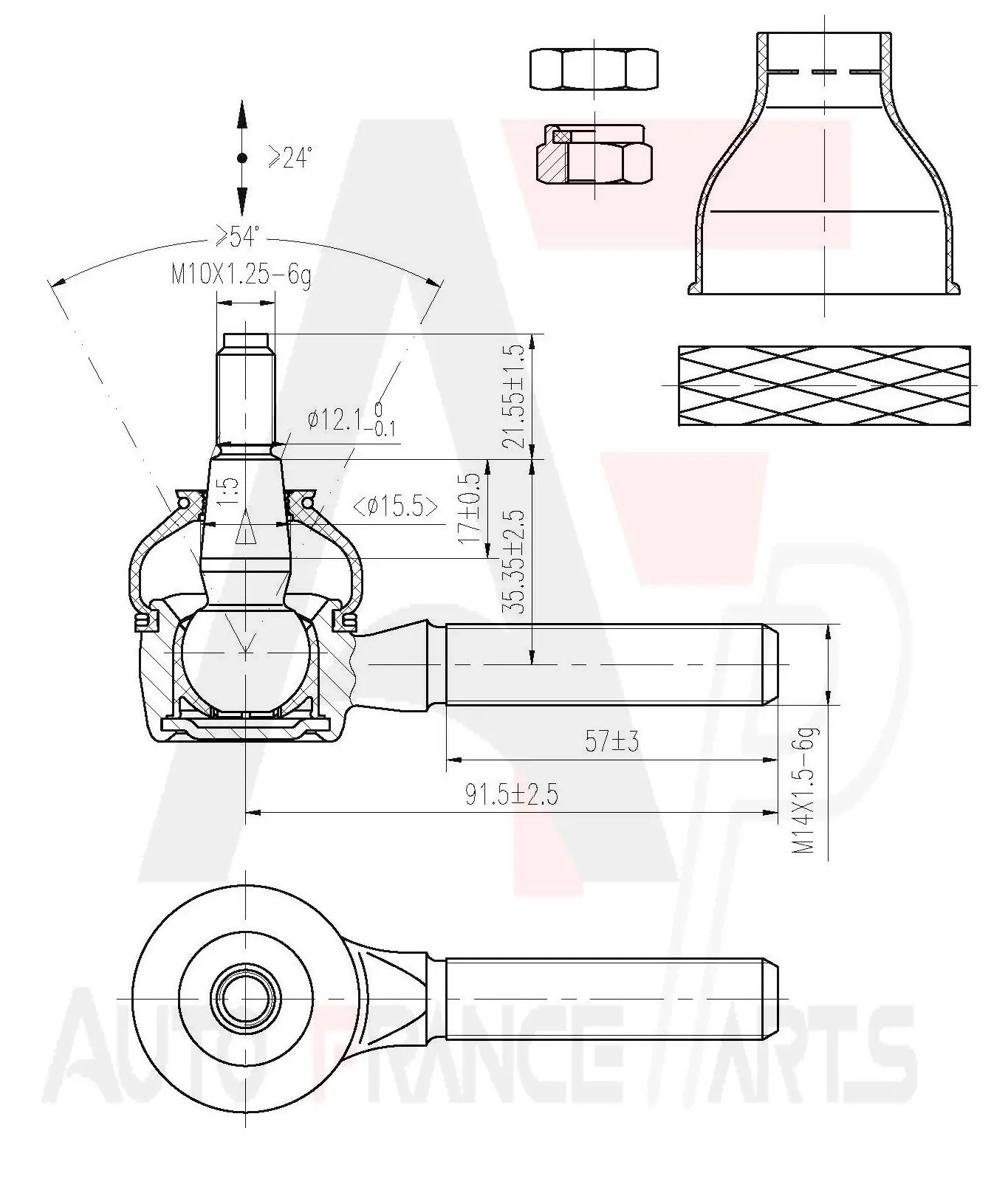 AUTO FRANCE PARTS vezetőkar fej - 11-6064C - TothCarparts