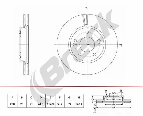BRECK féktárcsa - BR 457 VA100 - TothCarparts